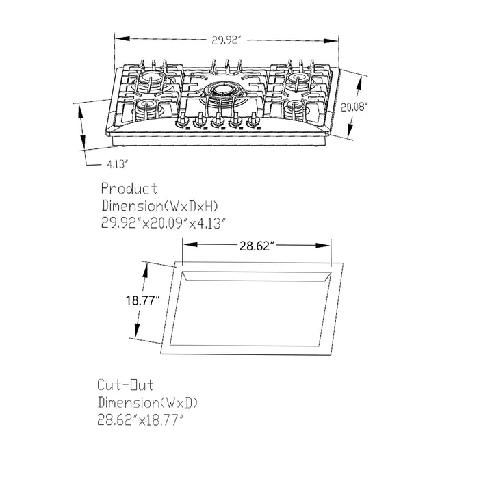 Empava Appliance Package-Empava 24" Natural Gas Oven, Empava 30" Cooktop, Empava 30" Convertible Vent Wall Mount Range Hood, AP-EMPV-24WO09-3