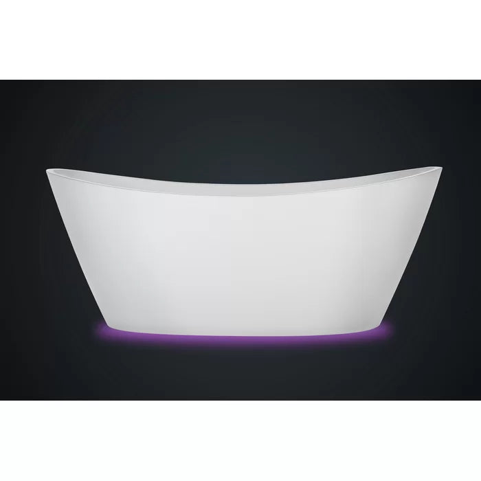 Empava 59" Freestanding Soaking Bathtub with LED Lights, EMPV-59FT1518LED