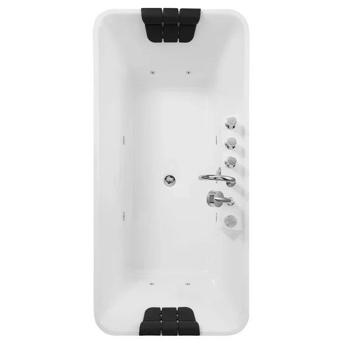 Empava 59" Freestanding Whirlpool Bathtub with Faucet, EMPV-59AIS15