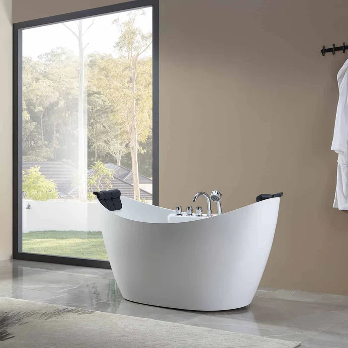 Empava 59" Freestanding Hourglass Whirlpool Bathtub with Faucet, EMPV-59AIS11