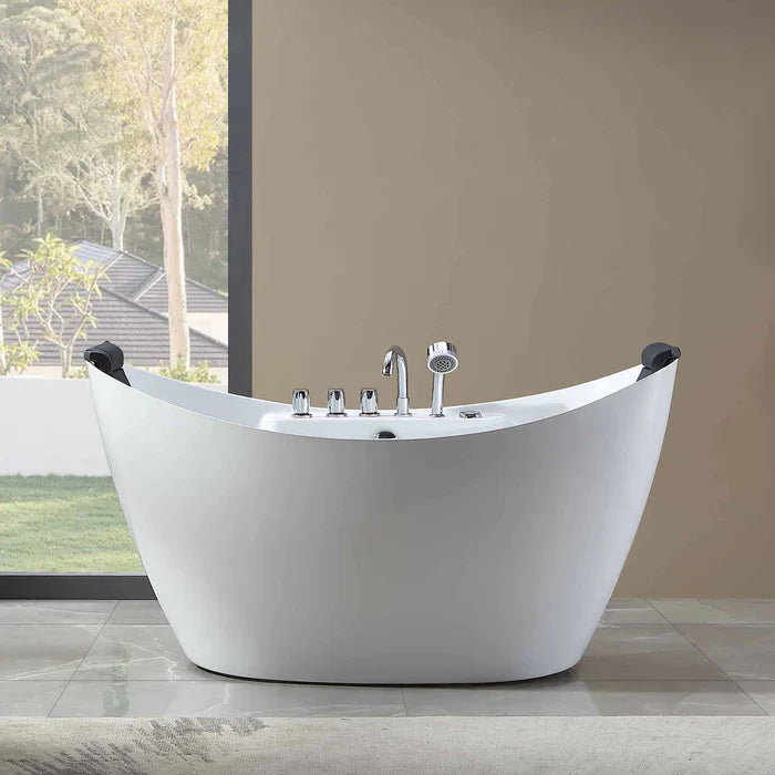 Empava 59" Freestanding Hourglass Whirlpool Bathtub with Faucet, EMPV-59AIS11