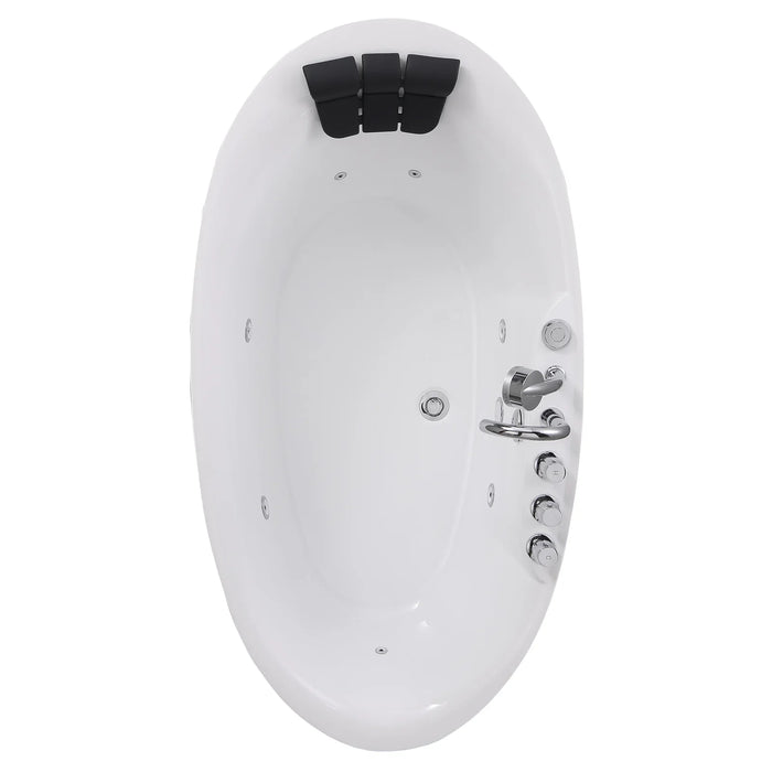 Empava 67" Freestanding Flat Bottom Whirlpool Bathtub with Faucet, EMPV-67AIS13