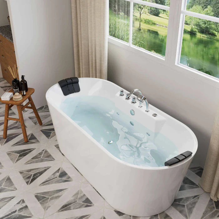 Empava 67" Freestanding Whirlpool Bathtub with Faucet, EMPV-67AIS01