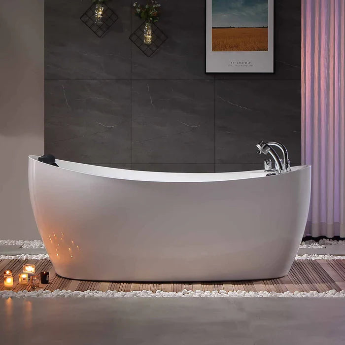 Empava 67" Freestanding Whirlpool Acrylic Bathtub with Faucet, EMPV-67AIS02