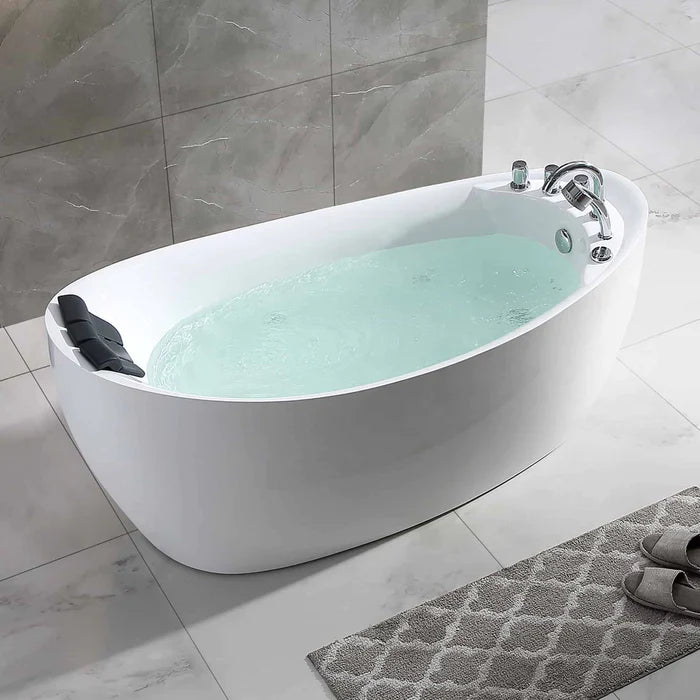 Empava 67" Freestanding Whirlpool Acrylic Bathtub with Faucet, EMPV-67AIS02