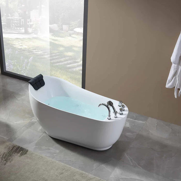 Empava 67" Freestanding Oval Whirlpool Acrylic Bathtub with Faucet, EMPV-67AIS05