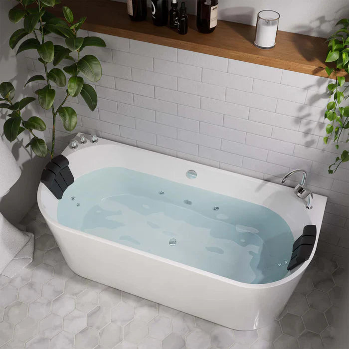 Empava 71" Freestanding Oval Whirlpool Bathtub with Faucet, EMPV-71AIS08