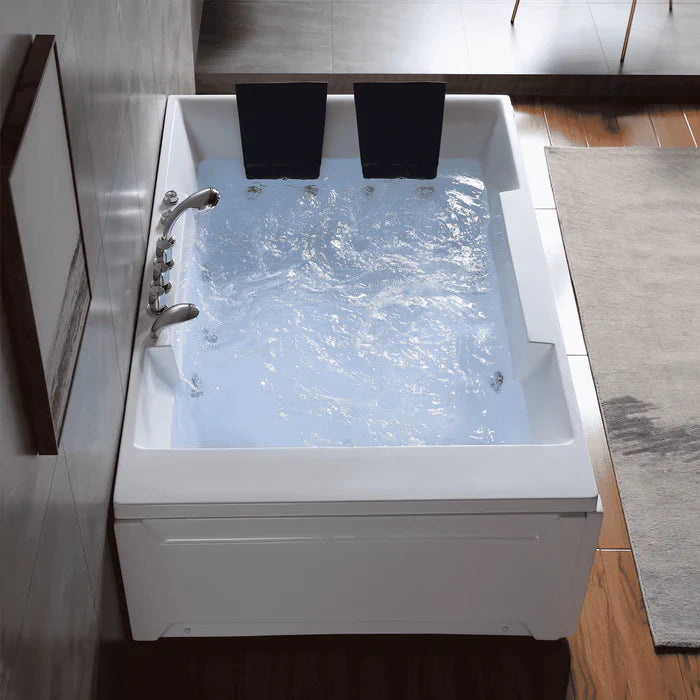 Empava 72" Modern Whirlpool Alcove Bathtub with Faucet and LED Lights, EMPV-72JT367LED