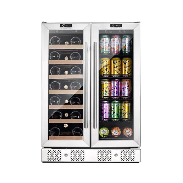 Empava 24" 20 Bottle and 78 Can Dual Zone Wine Cooler & Beverage Fridge, EMPV-BR03D