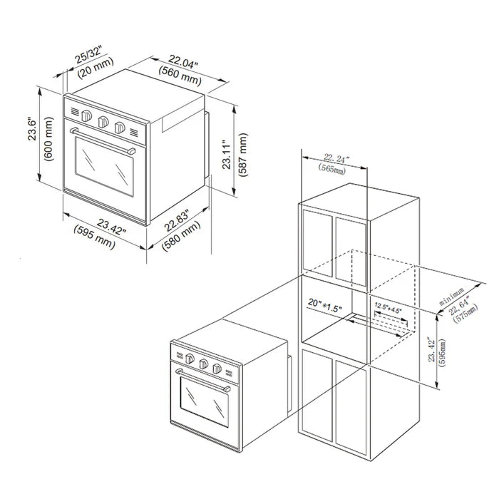 Empava 24" Single Natural Gas Wall Oven - 2.3 cu. ft., EMPV-24WO09