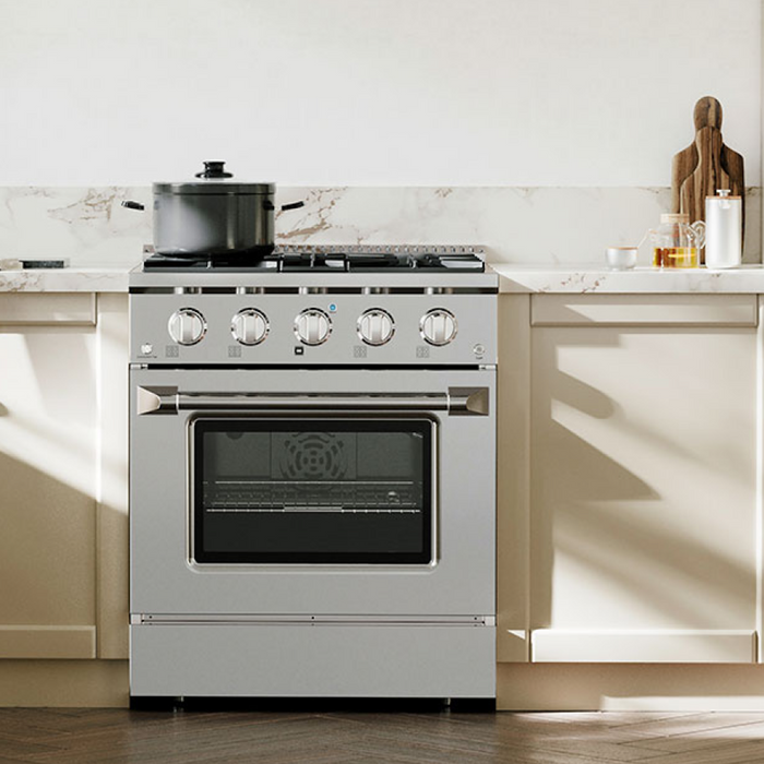 Empava 30" Slide-In Single Oven Natural Gas Range with 4 Burners - 4.2 cu. ft., EMPV-30GR03