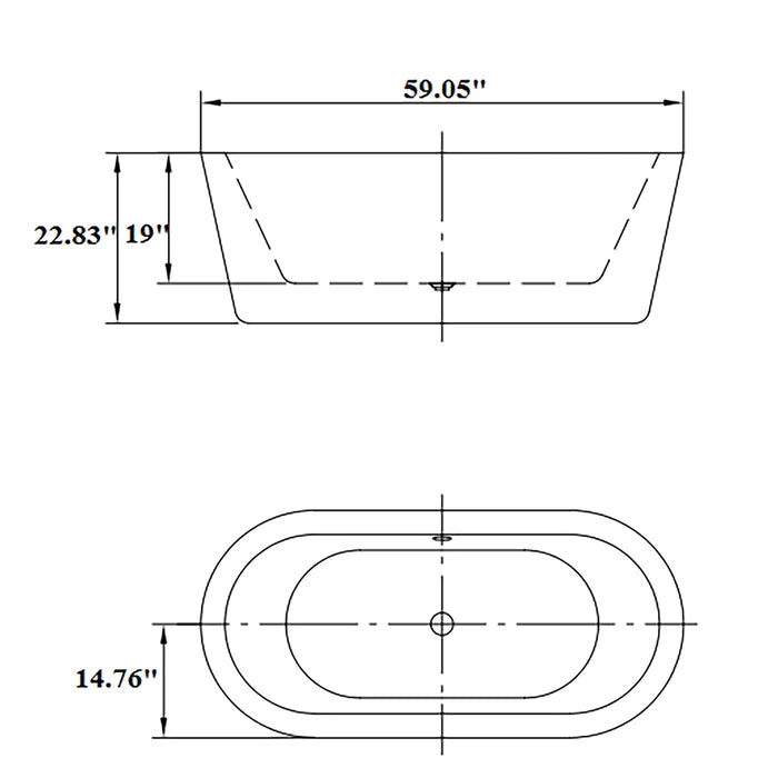 Empava 59" Freestanding Soaking Bathtub, EMPV-59FT1505