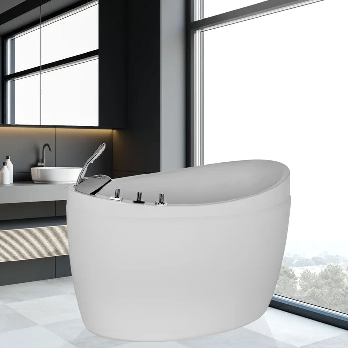 Empava 59" Freestanding Japanese Style Soaking Bathtub with Faucet, EMPV-59JT011