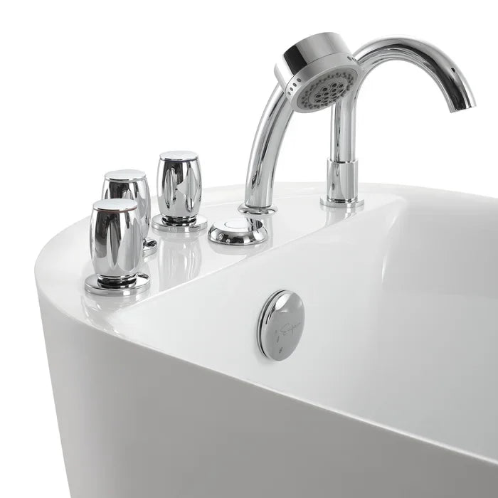 Empava 59" Freestanding Whirlpool Acrylic Bathtub with Faucet,  EMPV-59AIS04