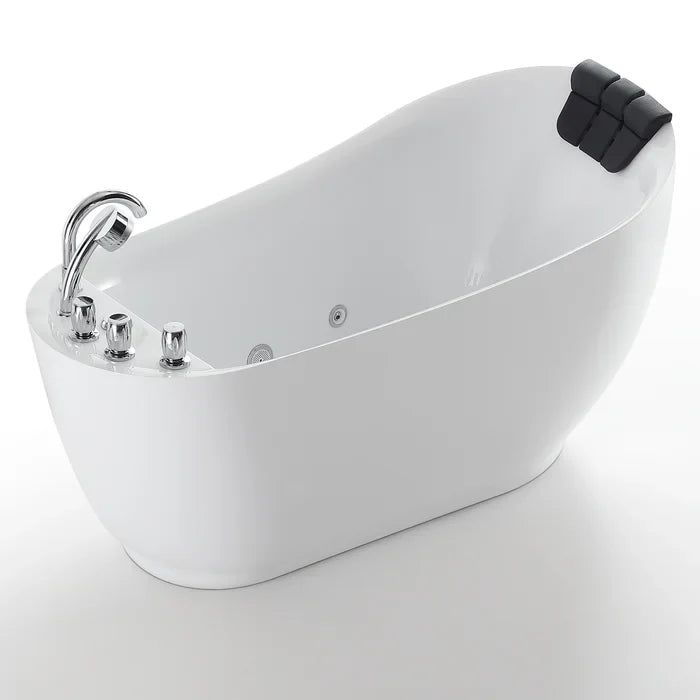 Empava 59" Freestanding Whirlpool Acrylic Bathtub with Faucet,  EMPV-59AIS04