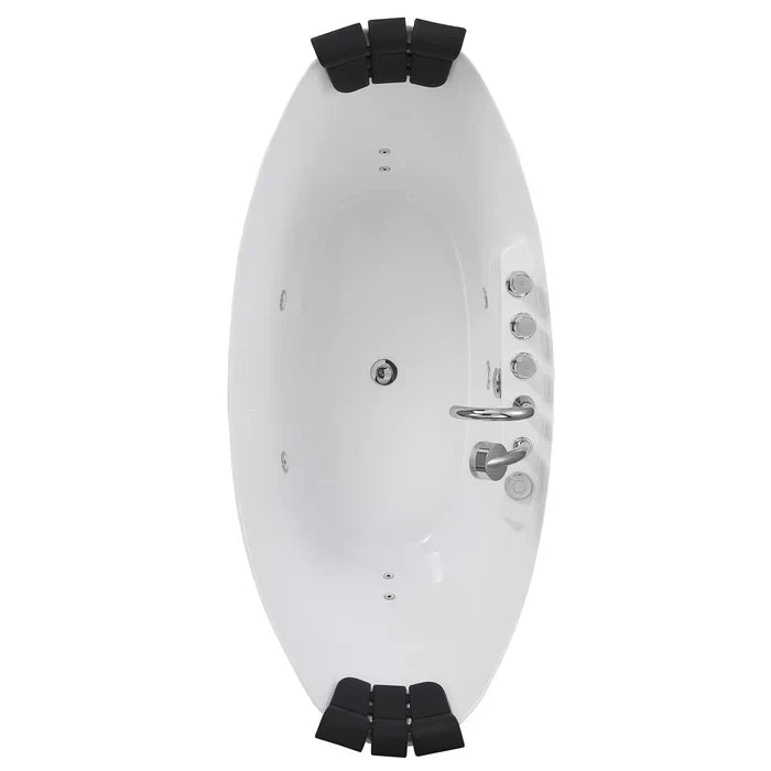 Empava 59" Freestanding Hourglass Whirlpool Bathtub with Faucet, EMPV-59AIS11