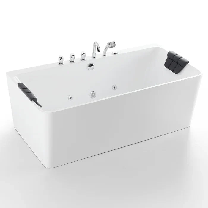 Empava 67" Freestanding Whirlpool Acrylic Bathtub with Faucet, EMPV-67AIS03