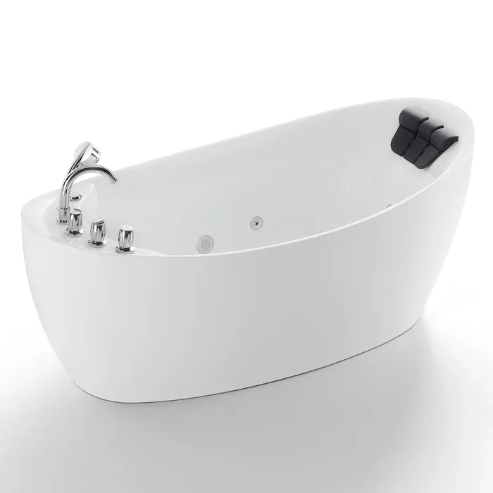 Empava 67" Freestanding Whirlpool Acrylic Bathtub with Faucet, EMPV-67AIS02