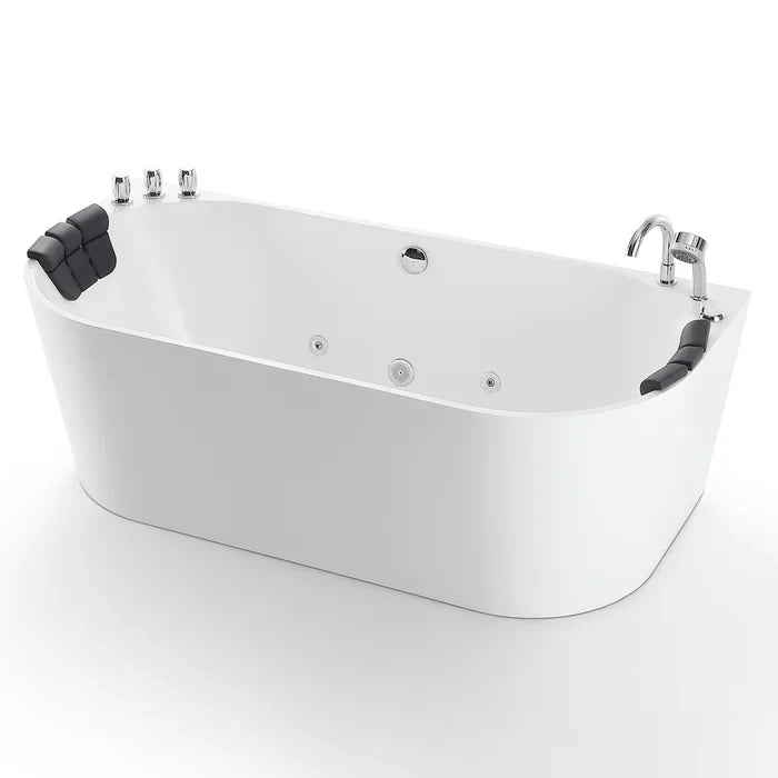 Empava 67" Freestanding Whirlpool Bathtub with Faucet, EMPV-67AIS07