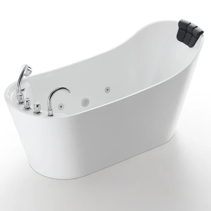 Empava 67" Freestanding Oval Whirlpool Bathtub with Faucet, EMPV-67AIS09