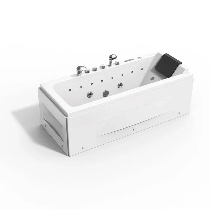 Empava 67" Modern Alcove Whirlpool Bathtub with Faucet and LED Lights, EMPV-67JT351LED