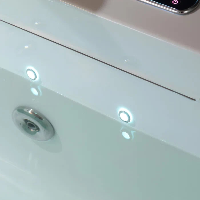 Empava 67" Modern Alcove Whirlpool Bathtub with Faucet and LED Lights, EMPV-67JT351LED