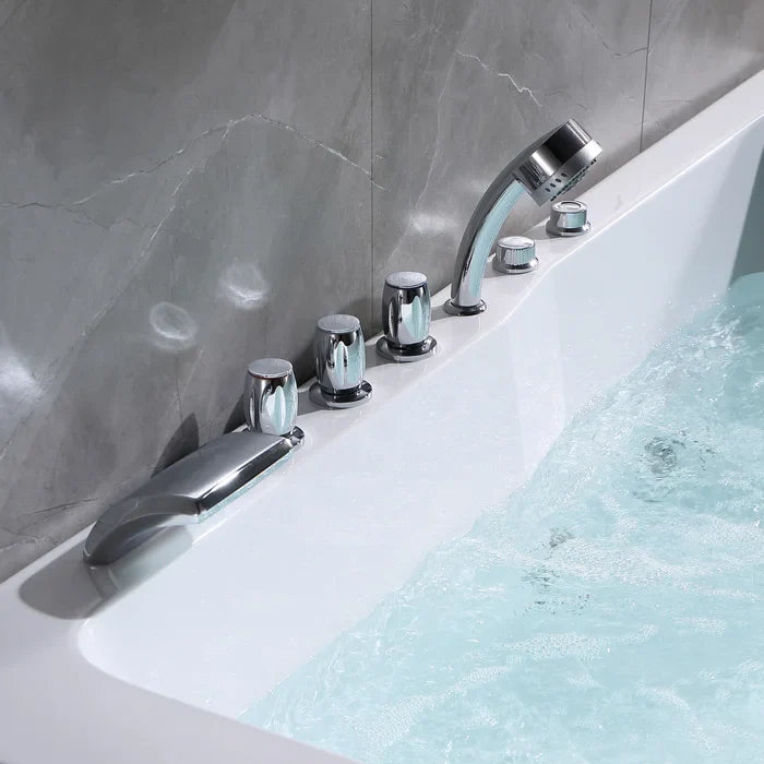 Empava 71" Alcove Whirlpool Bathtub with Faucet, EMPV-71JT667B