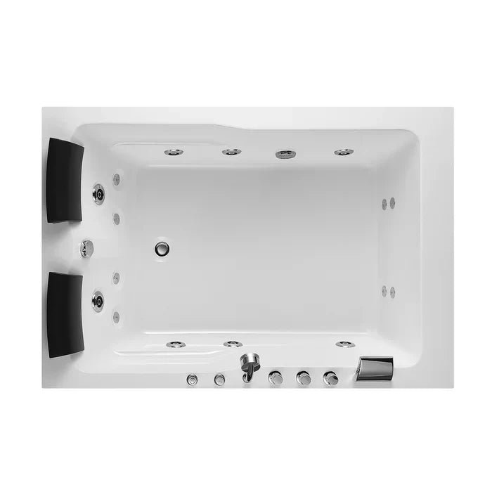 Empava 71" Alcove Whirlpool Bathtub with Faucet, EMPV-71JT667B