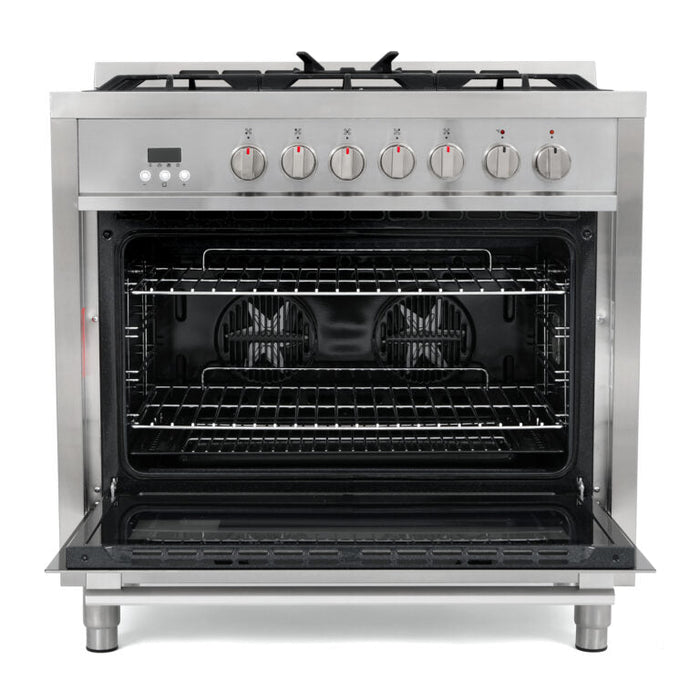 Cosmo Commercial 36" 3.8 cu. ft. Single Oven Dual Fuel Range with Convection Oven in Stainless Steel, F965