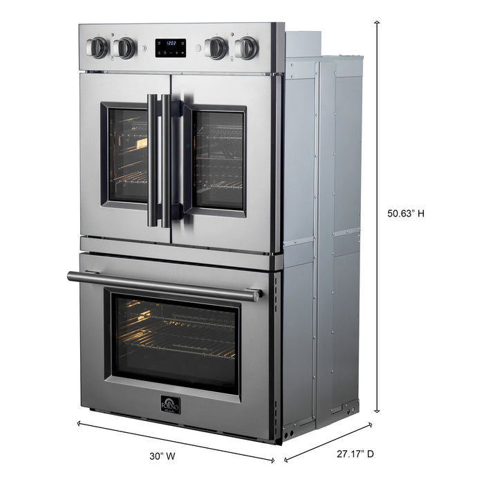 Forno 30" 7.36 Cu. Ft. French Door Double Electric Wall Oven with Air Fry, Self-Clean and Sous Vide, FBOEL1340-30