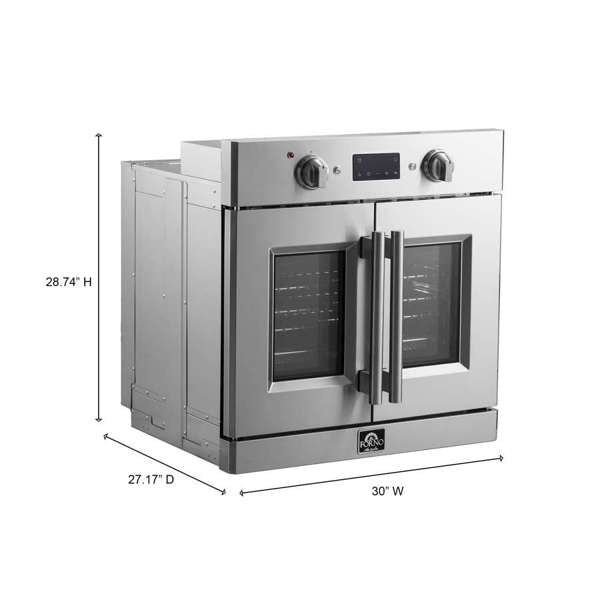 Forno 30" 3.58 Cu. Ft. French Door Electric Wall Oven with Telescopic Racks, Air Fry, Self-Clean and Sous Vide, FBOEL1371-30