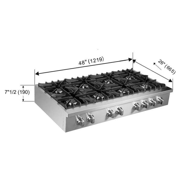 Forno 48" Gas Rangetop With 8 Sealed Burners in Stainless Steel, FCTGS5737-48