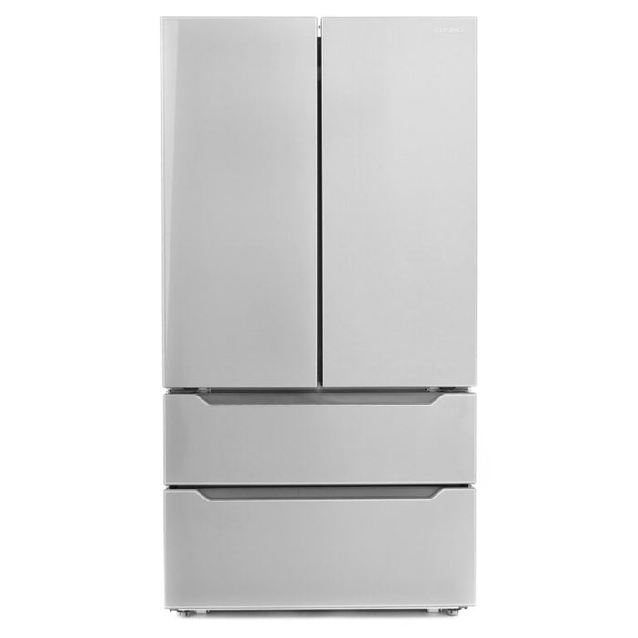 Cosmo Package - 30" Gas Range, Wall Mount Range Hood, Dishwasher, Refrigerator with Ice Maker and Wine Cooler, COS-5PKG-078