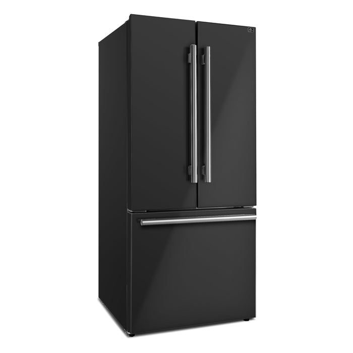 Forno Espresso 30" 17.5 Cu. Ft. Refrigerator with Ice Maker in Black with Silver Handles, FFFFD1974-31BLK