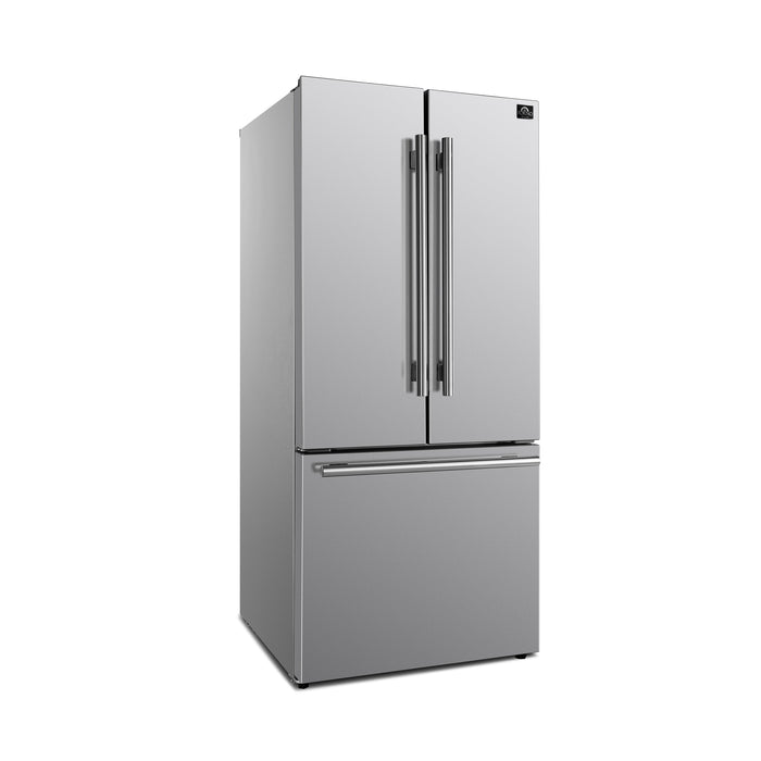 Forno 30 In. French Door Refrigerator with 17.5 cu.ft. in Stainless Steel with Ice Maker, FFFFD1974-31SB