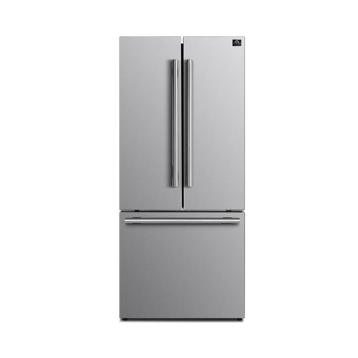 Forno 30 In. French Door Refrigerator with 17.5 cu.ft. in Stainless Steel with Ice Maker, FFFFD1974-31SB