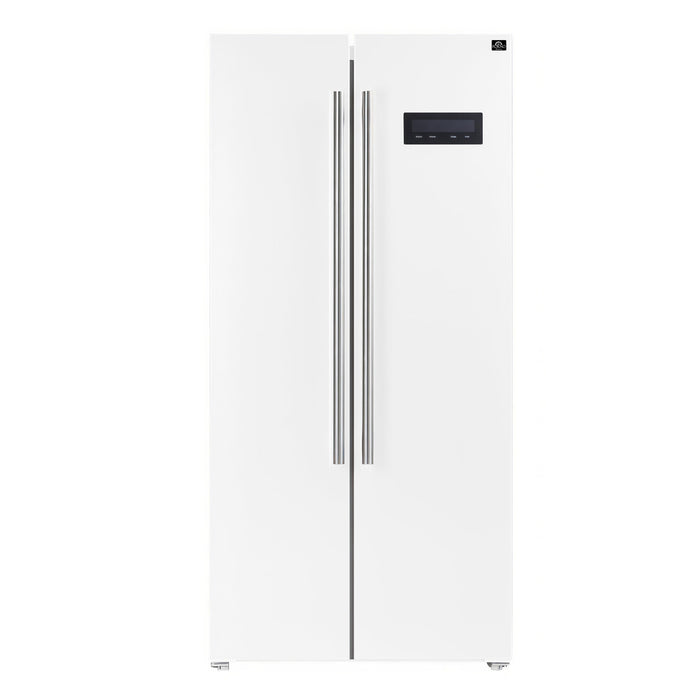 Forno Espresso 33" 15.6 cu. ft. Refrigerator in White with Silver Handles, FFRBI1805-33WHT