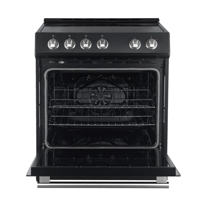 Forno Espresso 30" Electric Range in Black with Silver Handles, FFSEL6012-30BLK