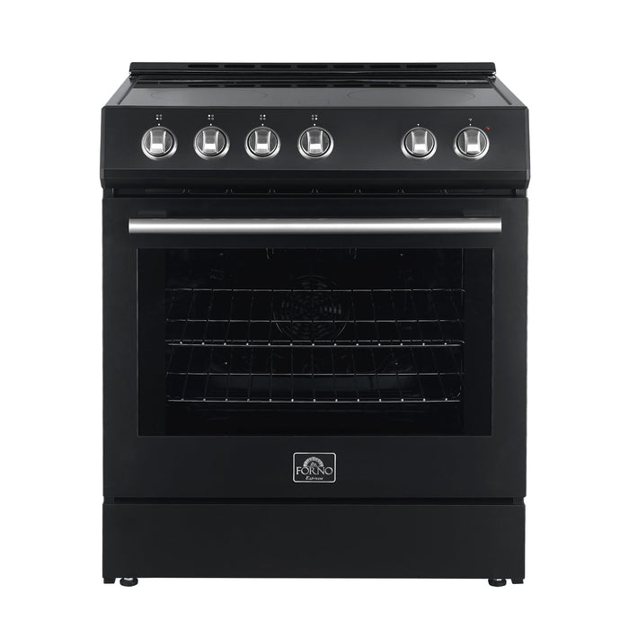 Forno Espresso 30" Electric Range in Black with Silver Handles, FFSEL6012-30BLK