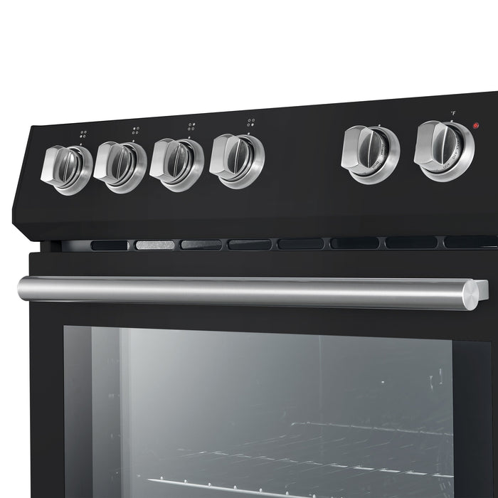 Forno Espresso 30" Electric Range in Black with Silver Handles, FFSEL6012-30BLK