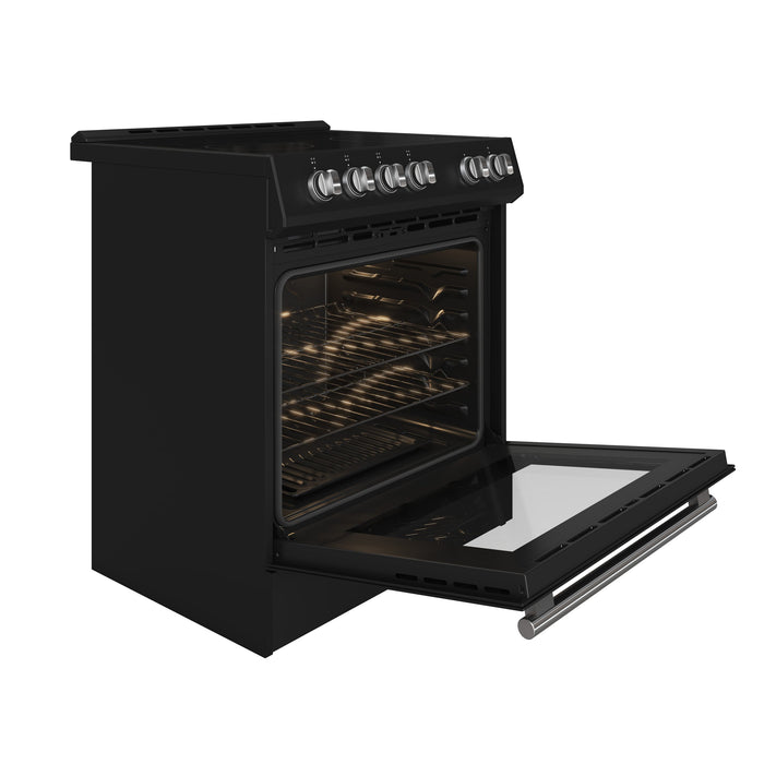 Forno Espresso 30" Electric Range in Black with Silver Handles, FFSEL6012-30BLK