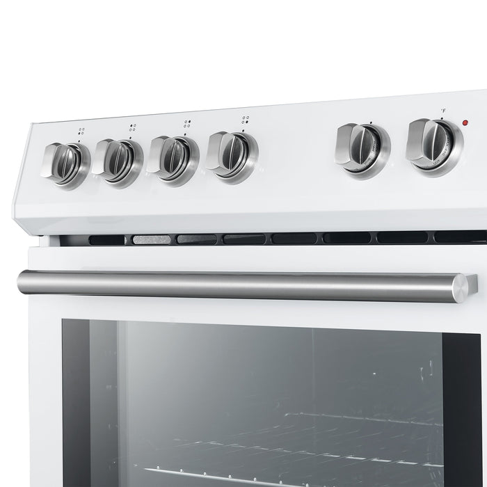 Forno Espresso 30" Electric Range in White with Silver Handles, FFSEL6012-30WHT