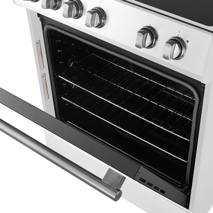 Forno Espresso 30" Electric Range in White with Silver Handles, FFSEL6012-30WHT