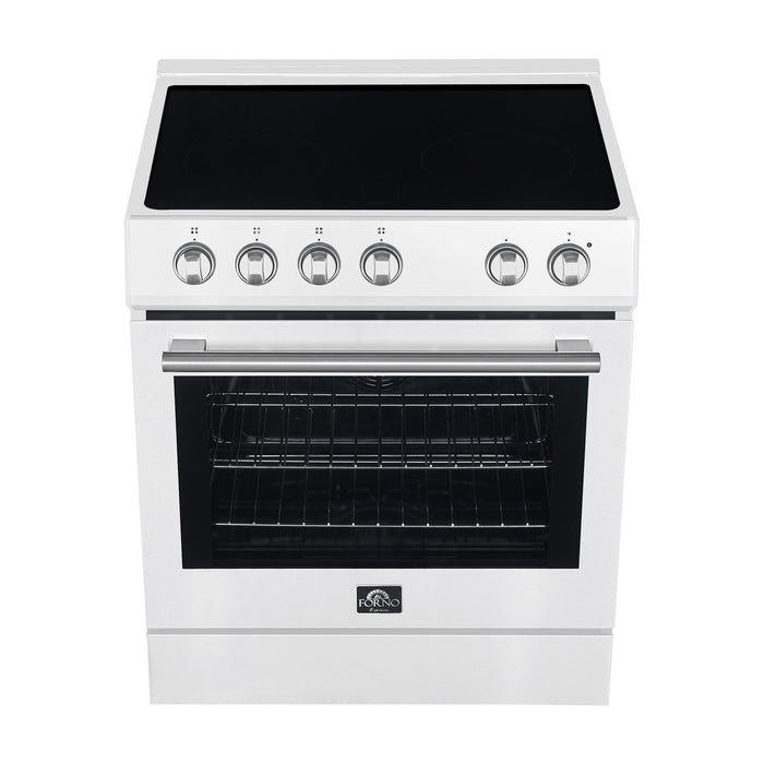 Forno Espresso 30" Electric Range in White with Silver Handles, FFSEL6012-30WHT