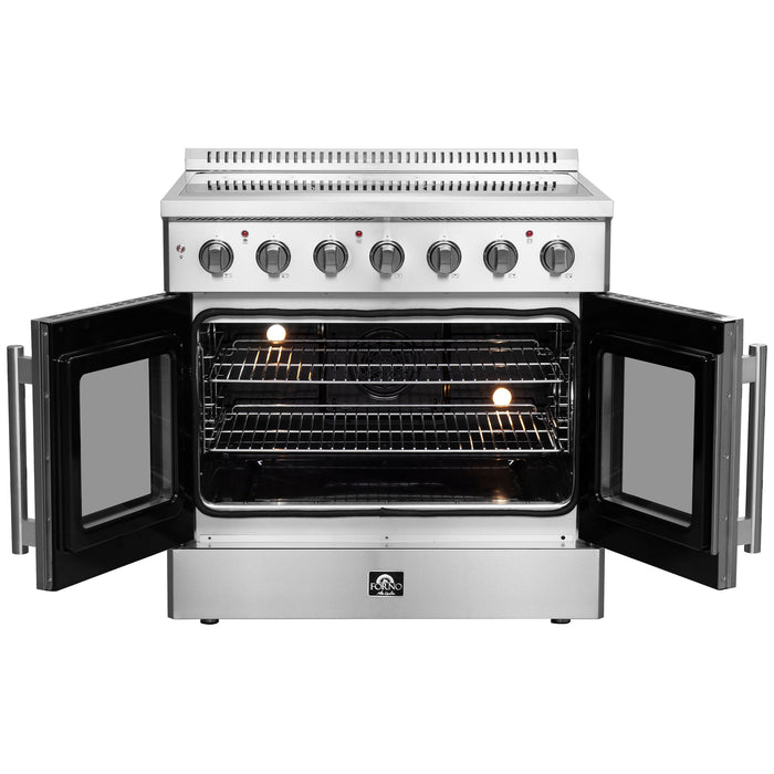 Forno 36" Freestanding Electric Range With French Door in Stainless Steel, FFSEL6917-36