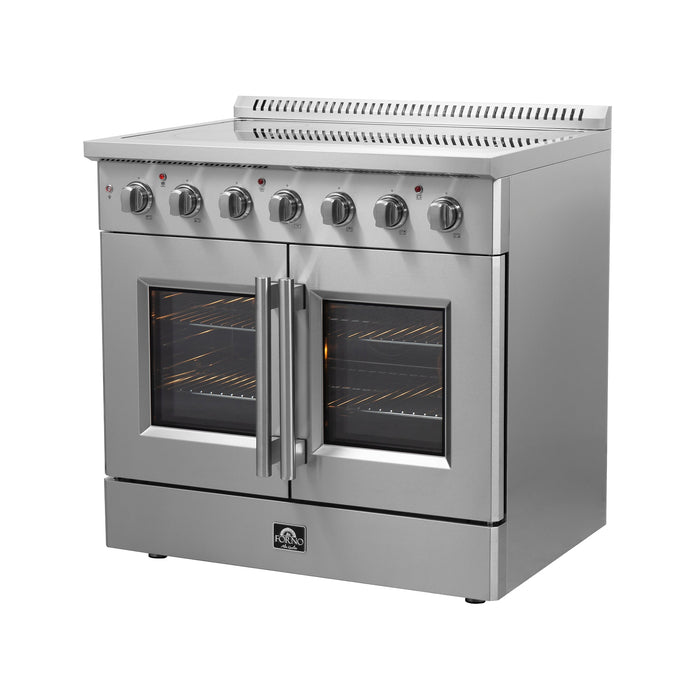 Forno 36" Freestanding Electric Range With French Door in Stainless Steel, FFSEL6917-36