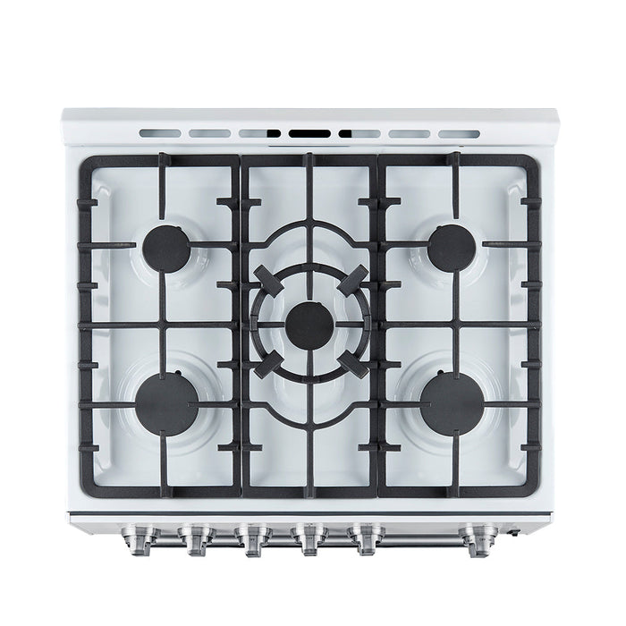 Forno Espresso 30” Gas Range in White with Silver Handles, FFSGS1116-30WHT