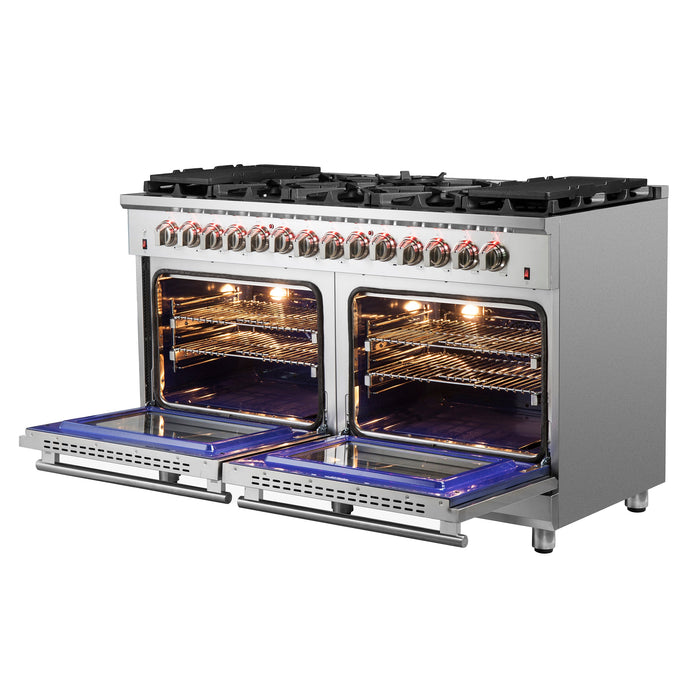 Forno 60″ Freestanding Dual Fuel Range with 10 Burners, FFSGS6125-60