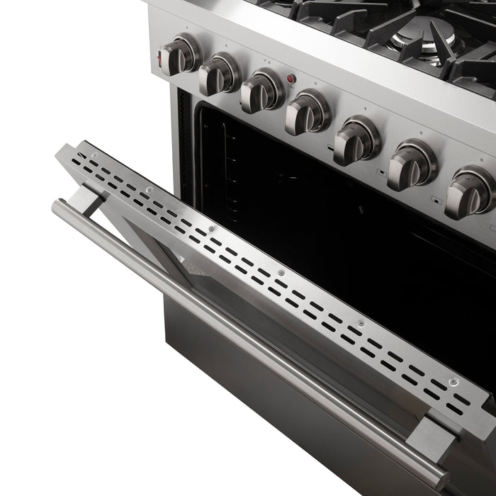 Forno 36″ Galiano Gas Burner / Electric Oven in Stainless Steel 6 Italian Burners, FFSGS6156-36