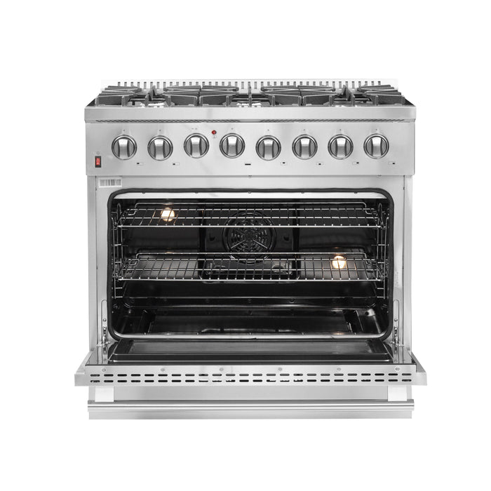 Forno 36″ Galiano Gas Burner / Electric Oven in Stainless Steel 6 Italian Burners, FFSGS6156-36